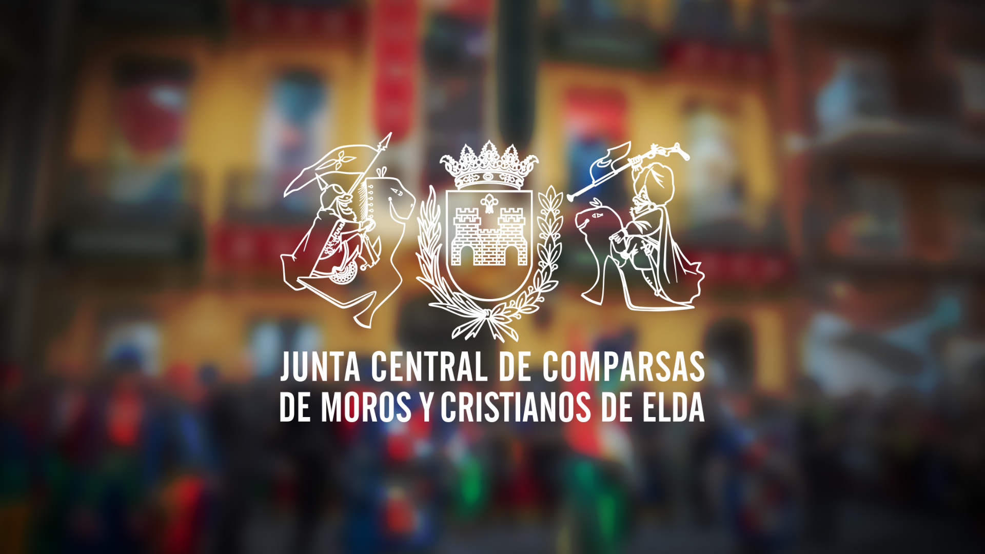 Imagen de la Casa de Rosas con el logo de la Junta Central de Comparsas al frente